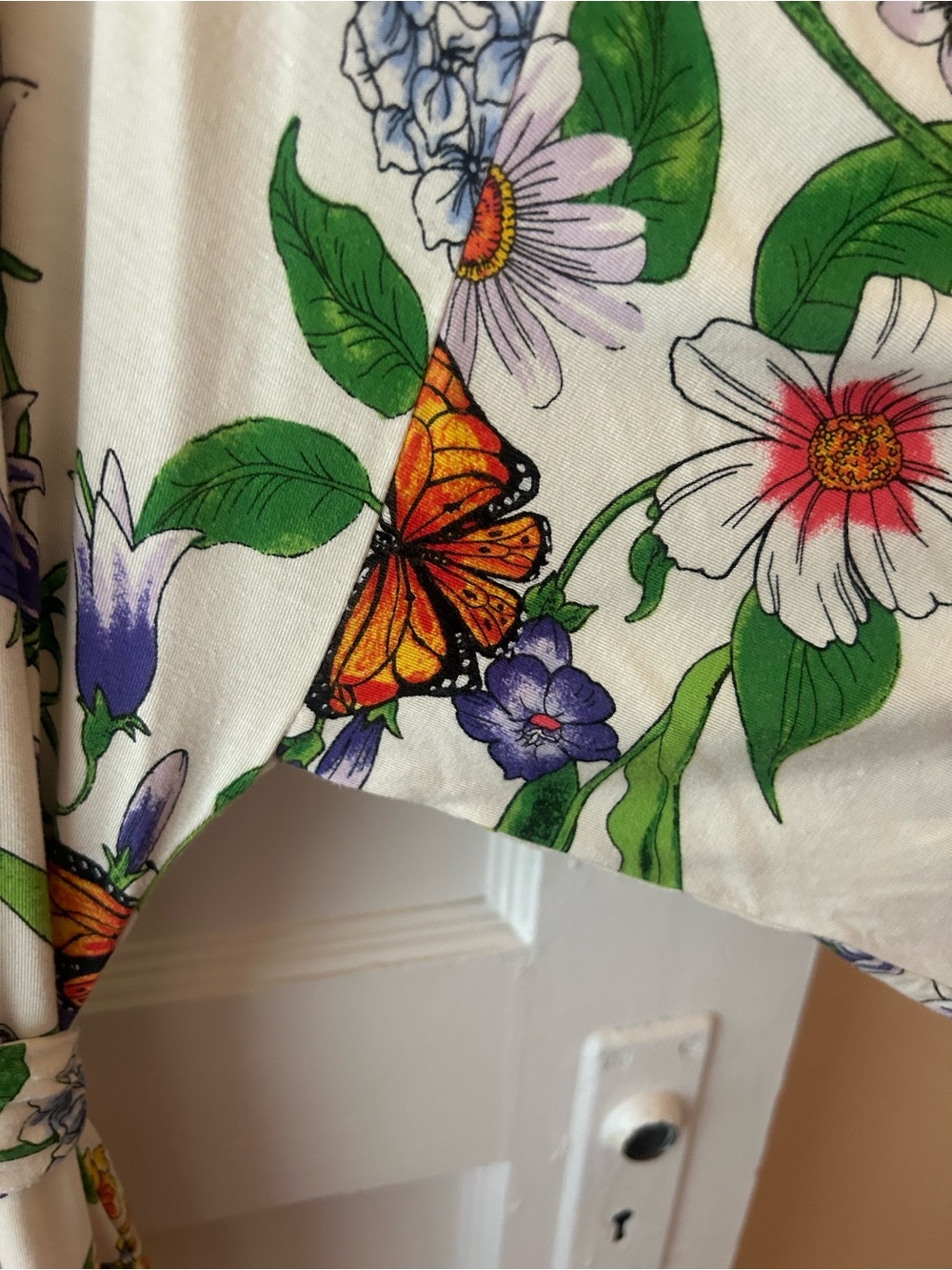 Soma Cream Floral Wrap Robe with Multicolor Blooms - Picture 9 of 14